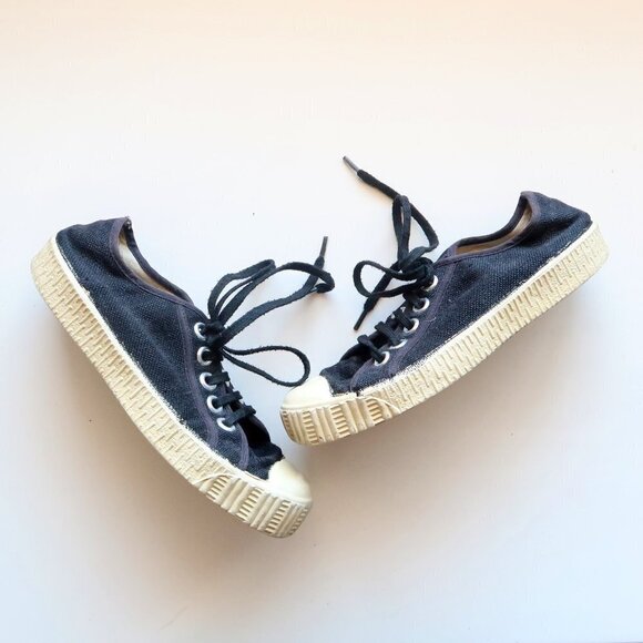 SPALWART Black & White Linen Lace-up Keds / Sneakers / Sports Shoes Size - Picture 8 of 15